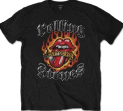The Rolling Stones flaming tattoo tongue - T-paita