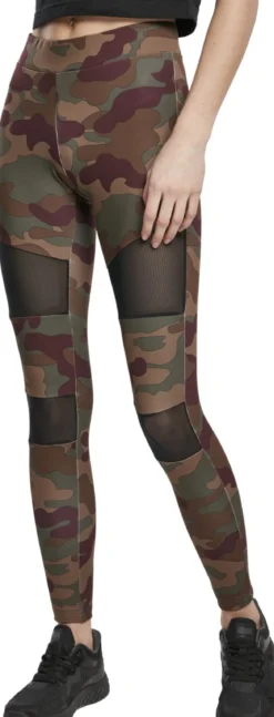 Urban Classics Camo Tech Mesh - Legginsit, redwood camo