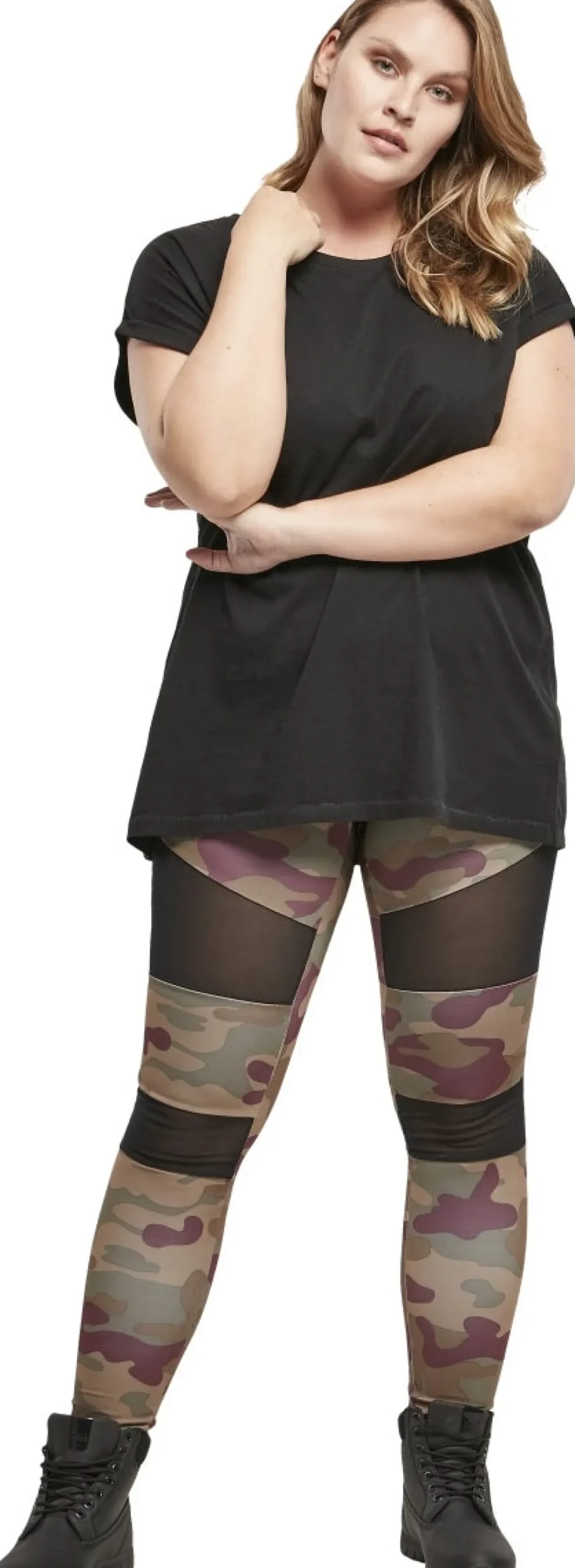 Urban Classics Camo Tech Mesh - Legginsit, redwood camo