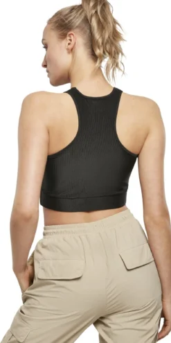 Urban Classics Cropped Shiny Rip - Toppi, musta
