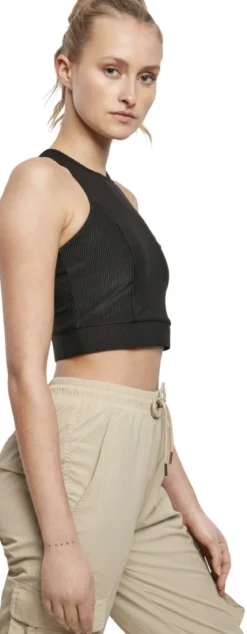 Urban Classics Cropped Shiny Rip - Toppi, musta