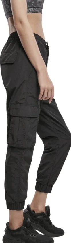 Urban Classics High Waist Crinkle Nylon Cargo Pants -Naisten reisitaskuhousut