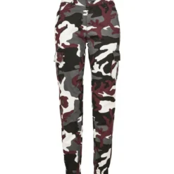 Urban Classics High Waist - Naisten reisitaskuhousut, wine camo
