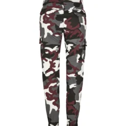 Urban Classics High Waist - Naisten reisitaskuhousut, wine camo