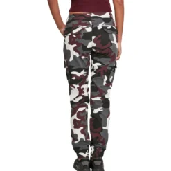 Urban Classics High Waist - Naisten reisitaskuhousut, wine camo
