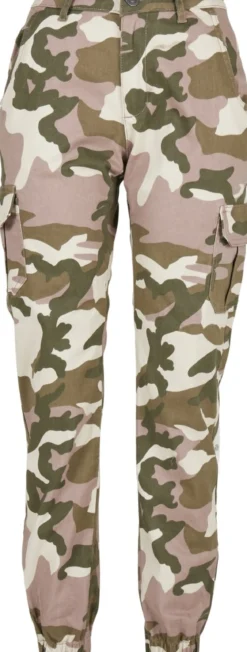 Urban Classics High Waist - Naisten reisitaskuhousut, duskrose camo