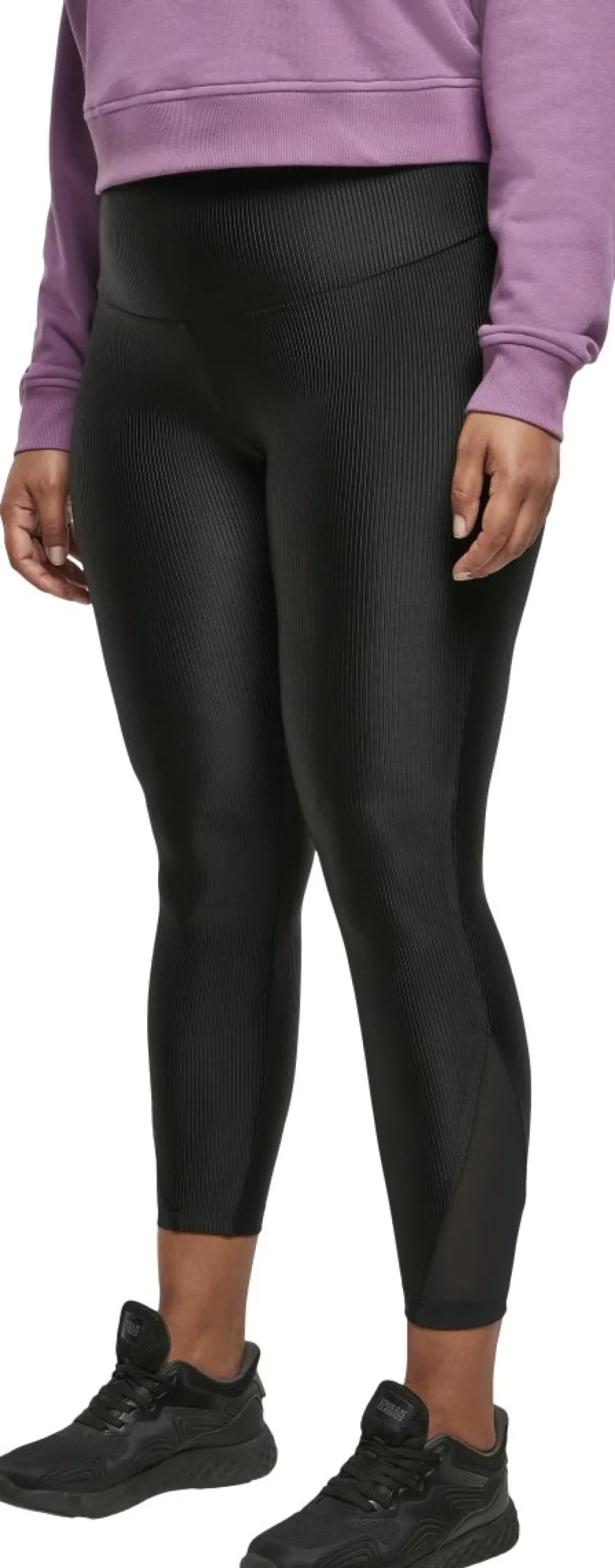 Urban Classics High Waist Shiny Rib Pedal Pusher - Leggings