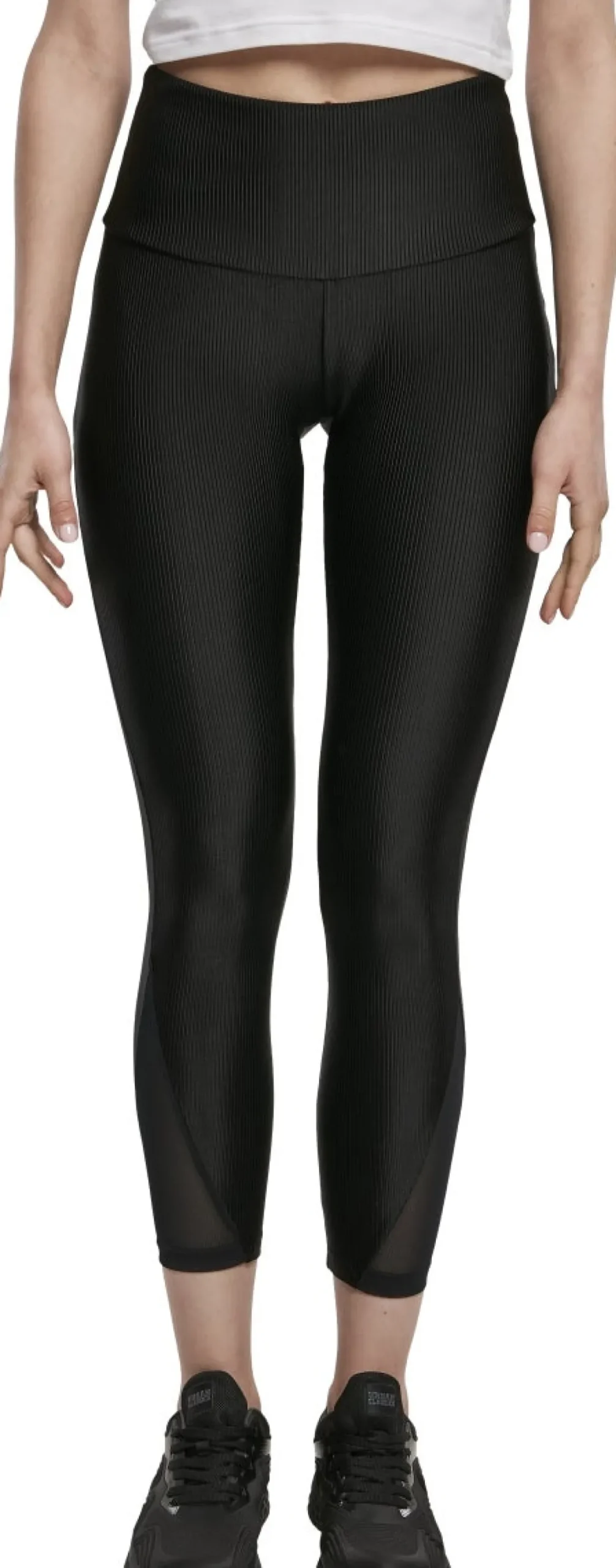 Urban Classics High Waist Shiny Rib Pedal Pusher - Leggings