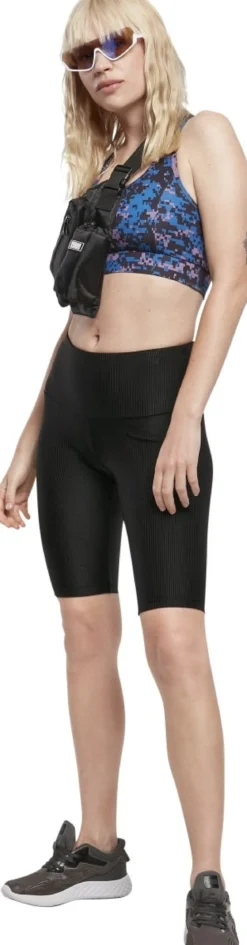 Urban Classics High Waist Shiny Rib - Pyöräilyshortsit
