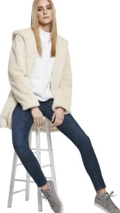 Urban Classics Hooded Teddy - Naisten välikausitakki, luonnonvalkoinen
