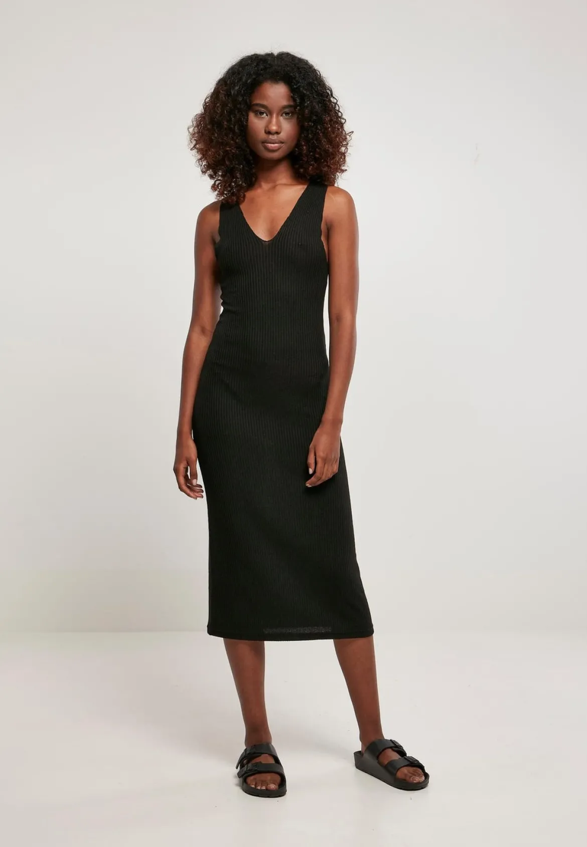 Urban Classics Ladies Midi Sleeveless - ribbimekko, musta