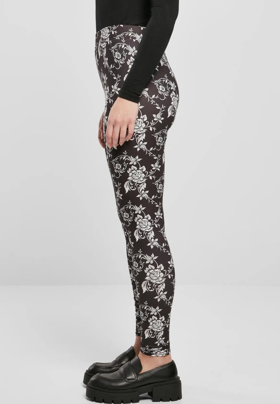 Urban Classics Ladies Soft AOP - Leggings, black rose