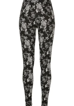 Urban Classics Ladies Soft AOP - Leggings, black rose
