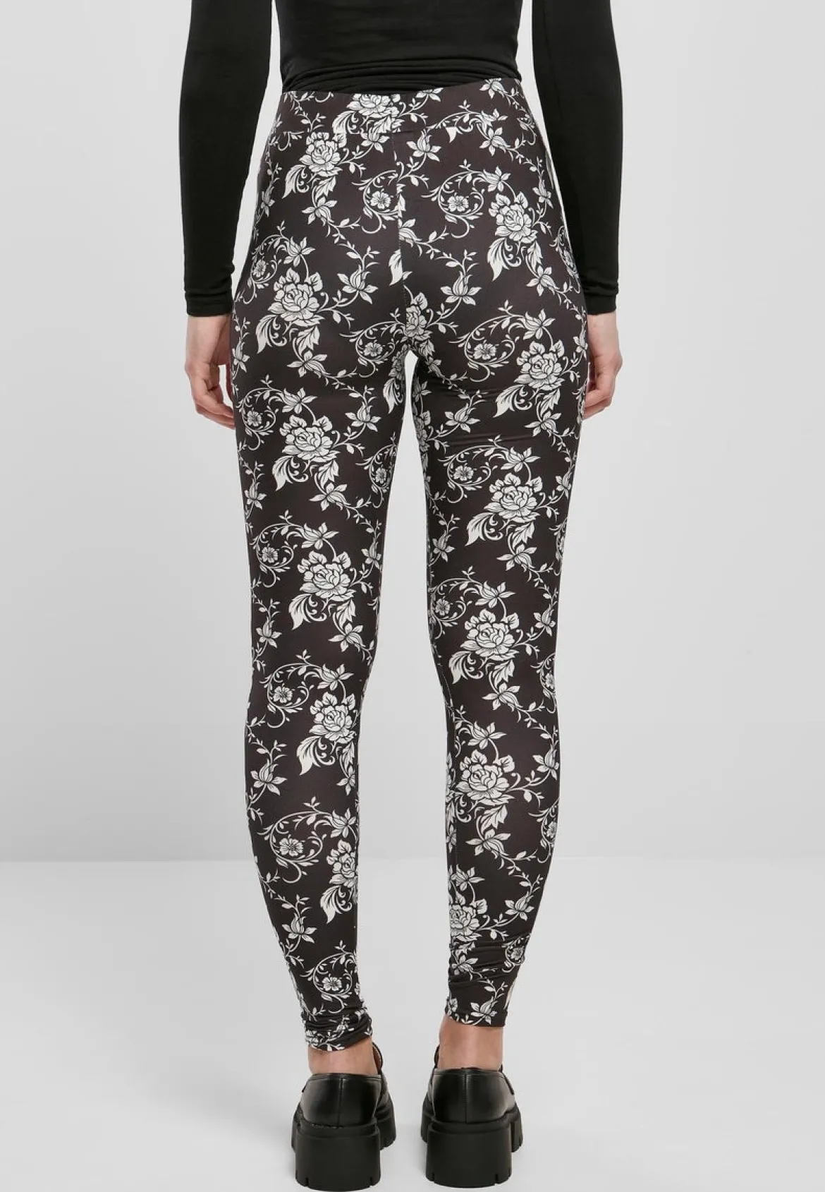 Urban Classics Ladies Soft AOP - Leggings, black rose