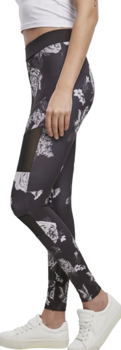 Urban Classics Ladies Tech Mesh AOP - Leggings, darkflower