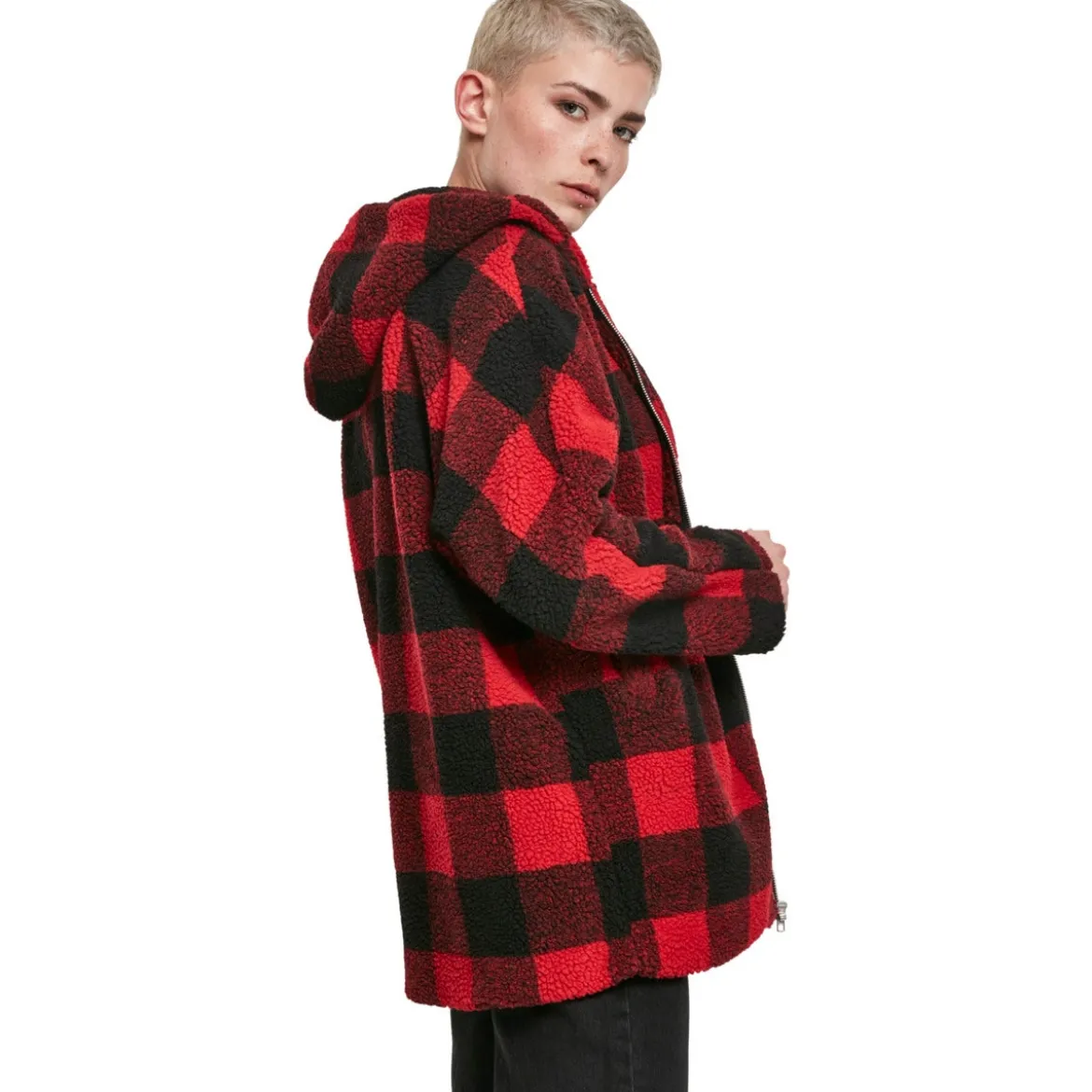 Urban Classics Oversize Check Sherpa - Välikausitakki