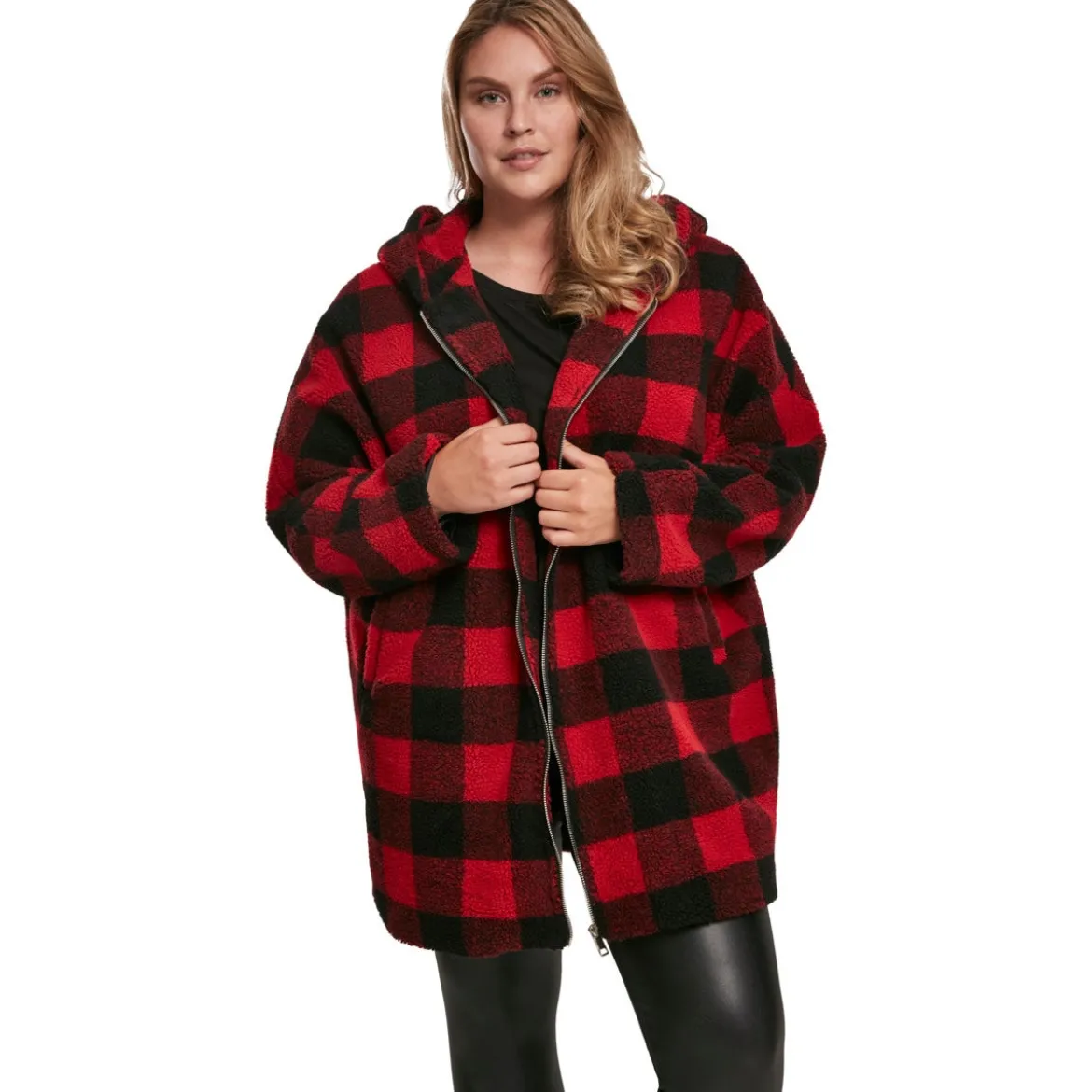 Urban Classics Oversize Check Sherpa - Välikausitakki