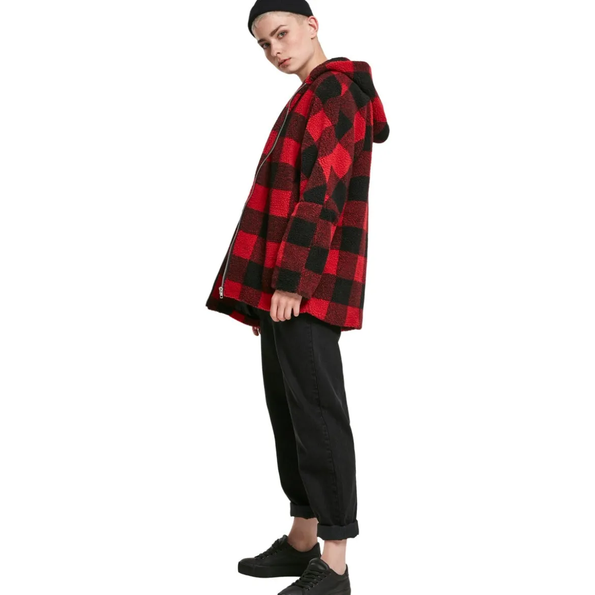 Urban Classics Oversize Check Sherpa - Välikausitakki