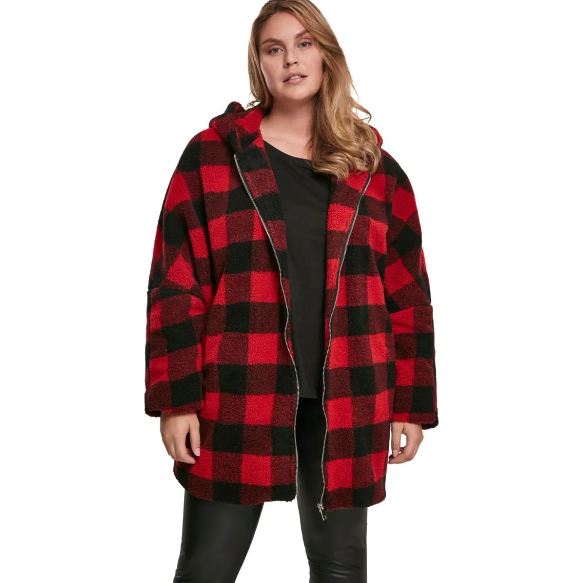 Urban Classics Oversize Check Sherpa - Välikausitakki