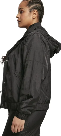 Urban Classics Oversized Shiny Crincle Nylon - Naisten takki, musta