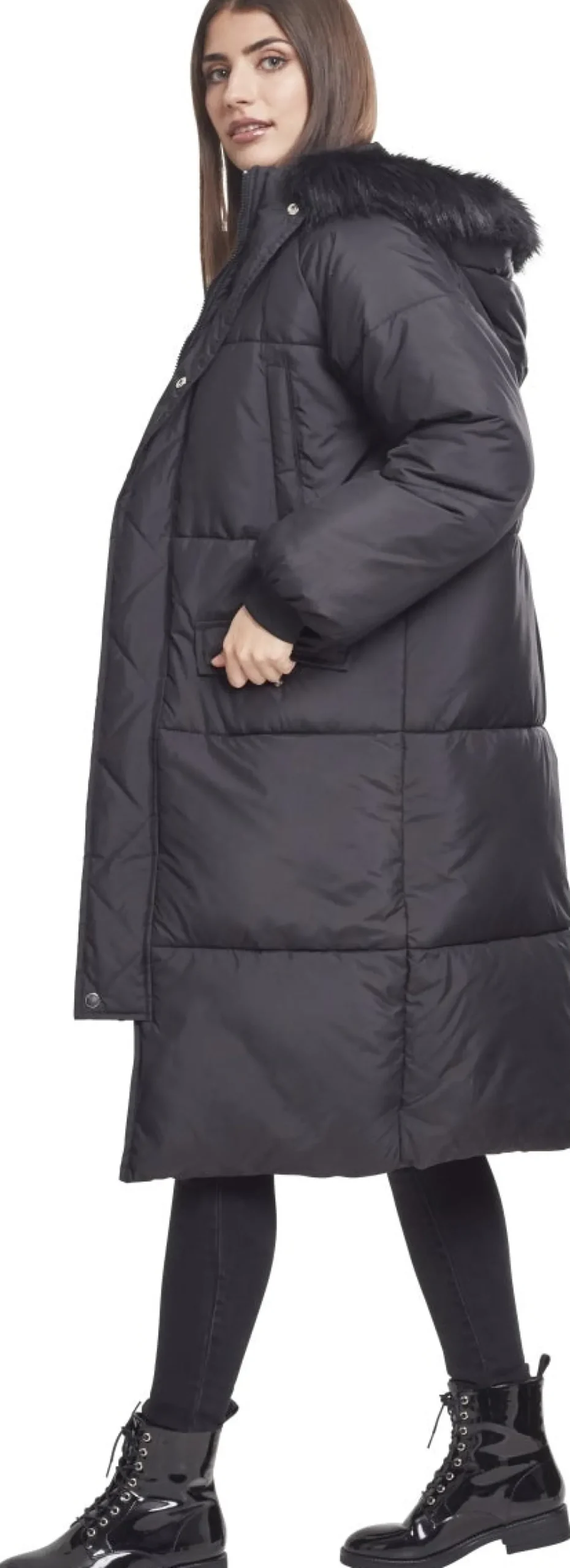 Urban Classics Oversize Faux Fur Puffer - Naisten talvitakki