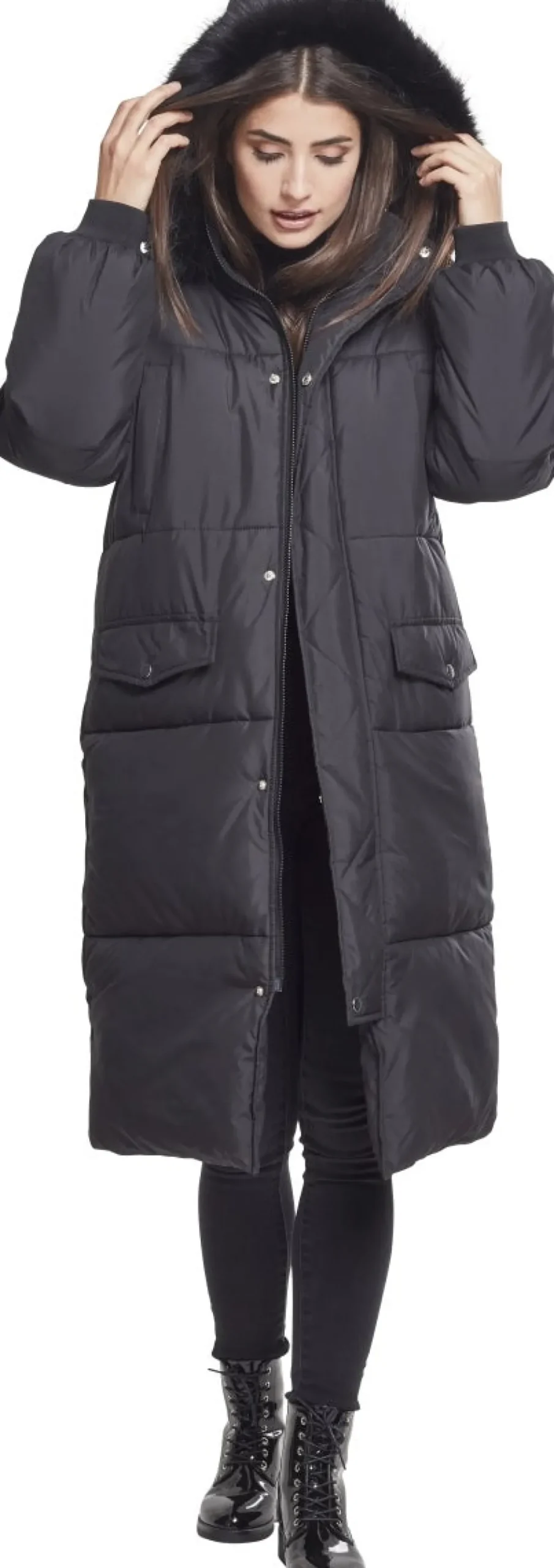 Urban Classics Oversize Faux Fur Puffer - Naisten talvitakki