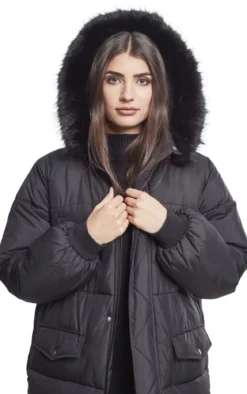 Urban Classics Oversize Faux Fur Puffer - Naisten talvitakki