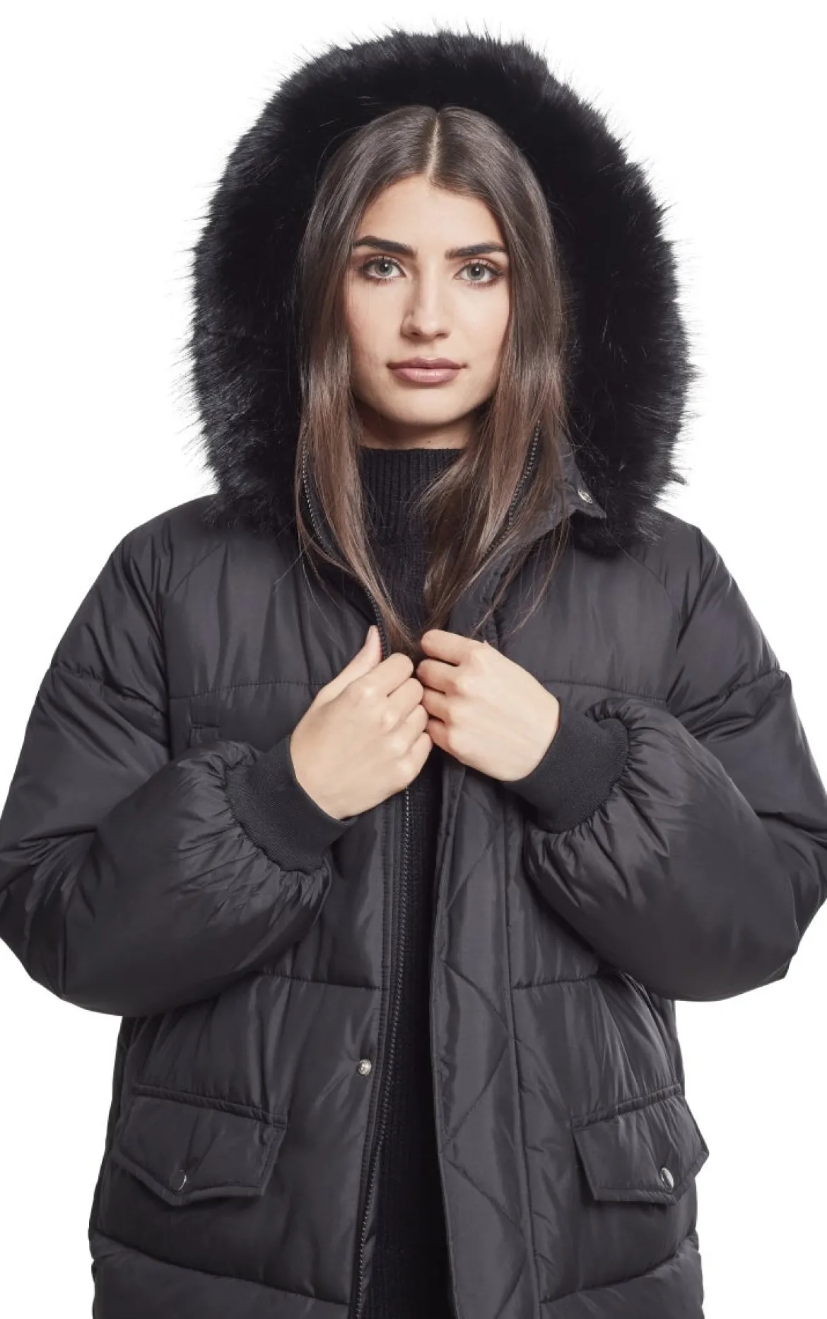 Urban Classics Oversize Faux Fur Puffer - Naisten talvitakki