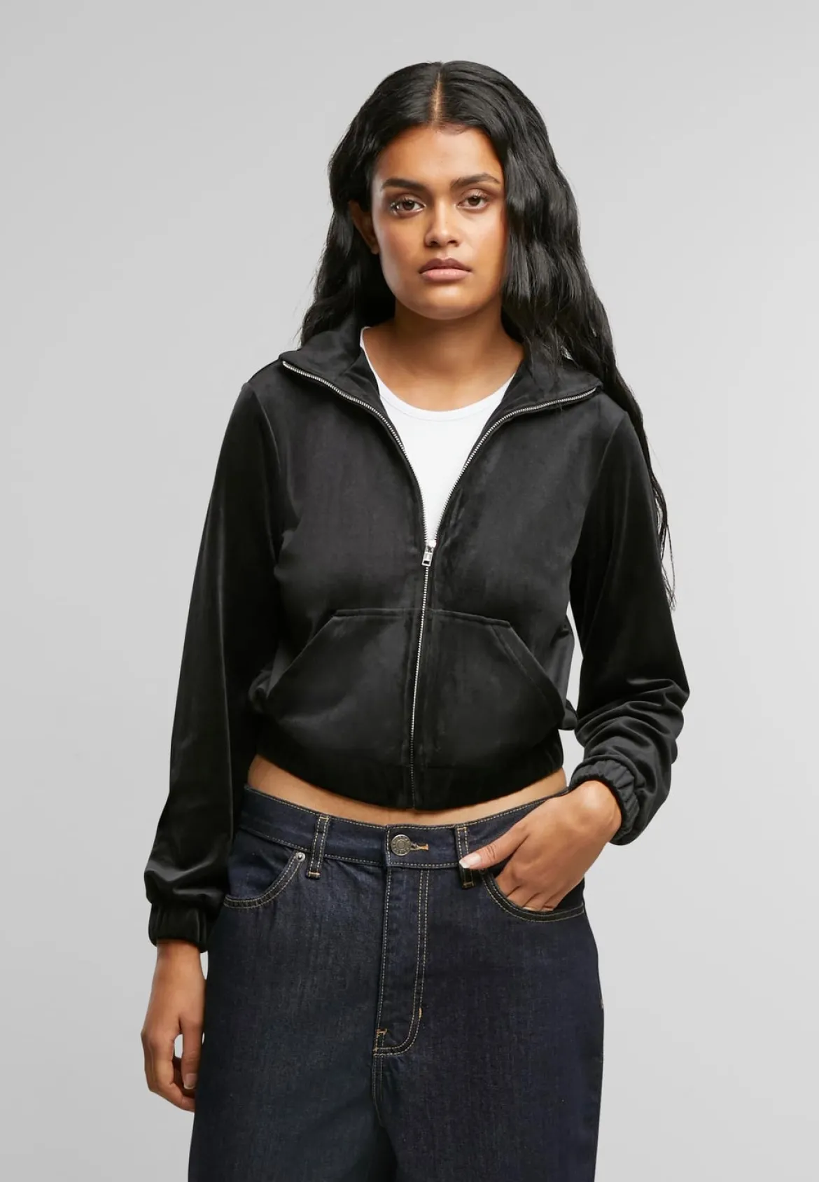 Urban Classics Short Velvet Track Jacket - Takki