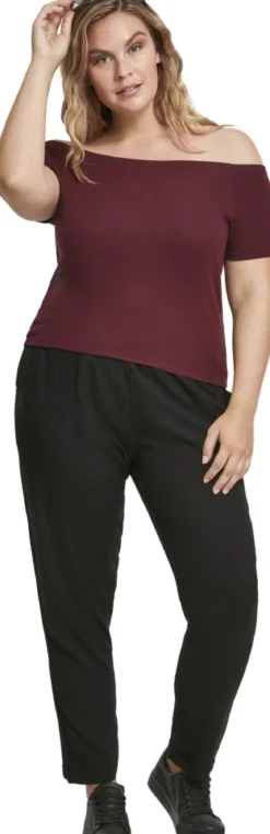 Urban Classics Shoulder Rib - T-paita, viininpunainen